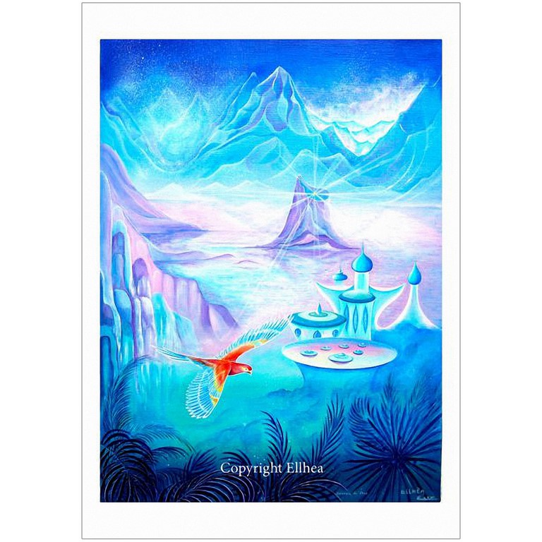 poster L'oiseau de Paix reproduction d'une peinture spaciale de l'artiste Ellhëa