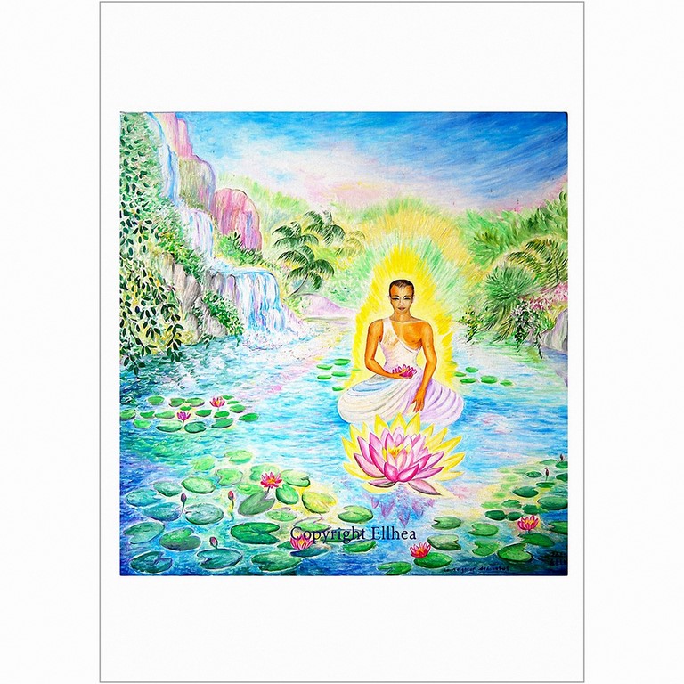 Poster Méditation Le Maître des Lotus copyright peinture Ellhëa