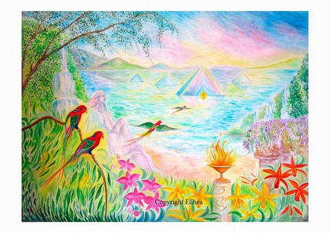 La Flamme Sacrée de MU - peinture copyright Ellhëa